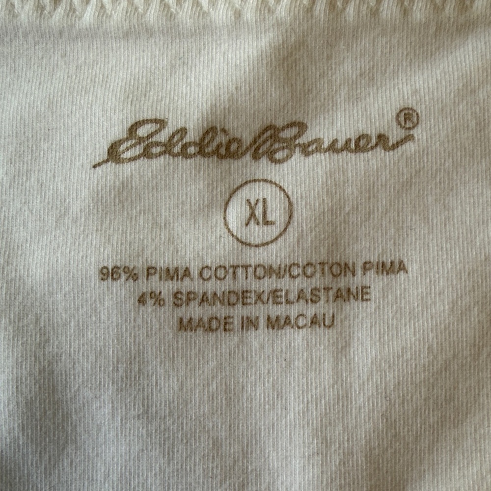 Eddie Bauer White Pima Cotton Faux Wrap Empire Seemed V-Neck Tank Top Size XL - Picture 2 of 6